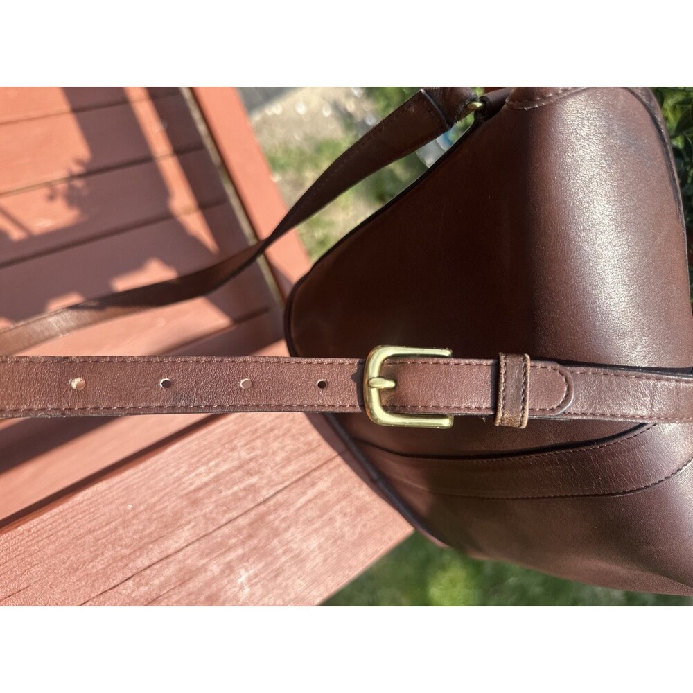 Vintage Coach Binocular Bag 9853 90s Mahogany Leather Crossbody Springlock - Picture 6 of 9